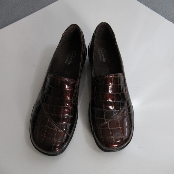 Clarks Bendables Patent Croc Embossed Loafers Shoes 38634 - Picture 10 of 14